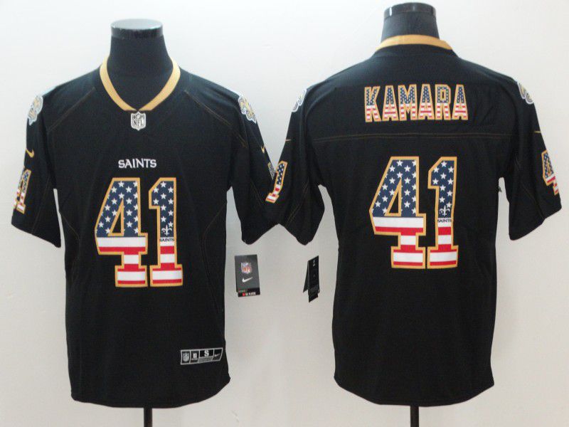 Men New Orleans Saints #41 Kamara Nike USA Flag Fashion Black Color Rush Limited NFL Jerseys